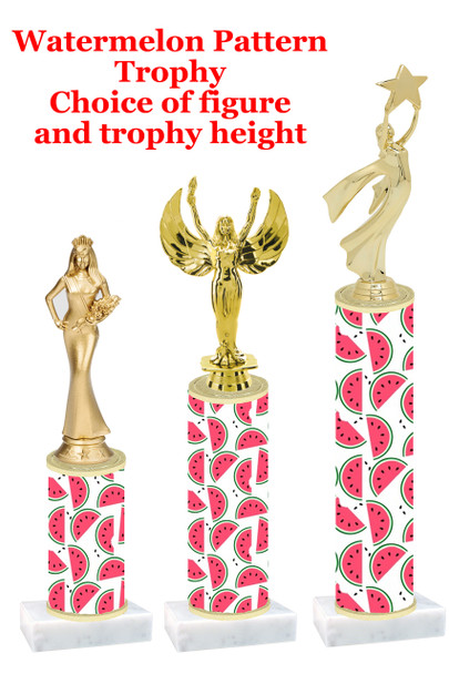 Watermelon  pattern  trophy with choice of trophy height and figure (021