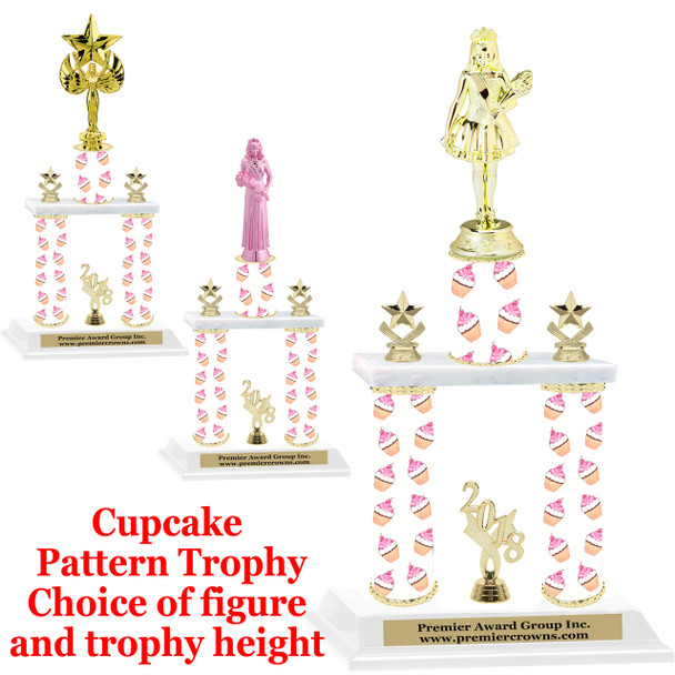 Cupcake theme  2-Column trophy.  Numerous trophy heights and figures available  (004