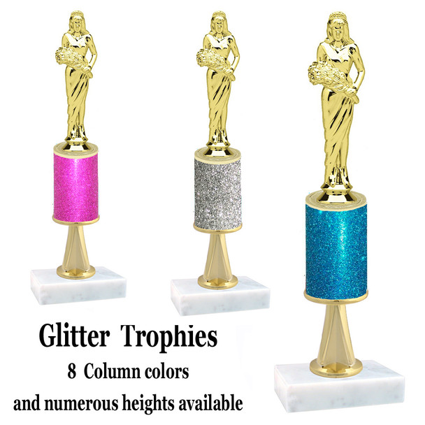 Glitter Column trophy  with pedestal.  Choice of glitter color,  trophy height and base.  Queen