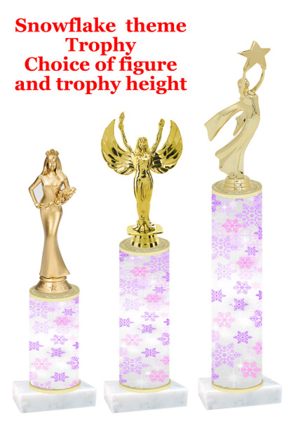 Snowflake  trophy with choice of trophy height and figure - winter 007