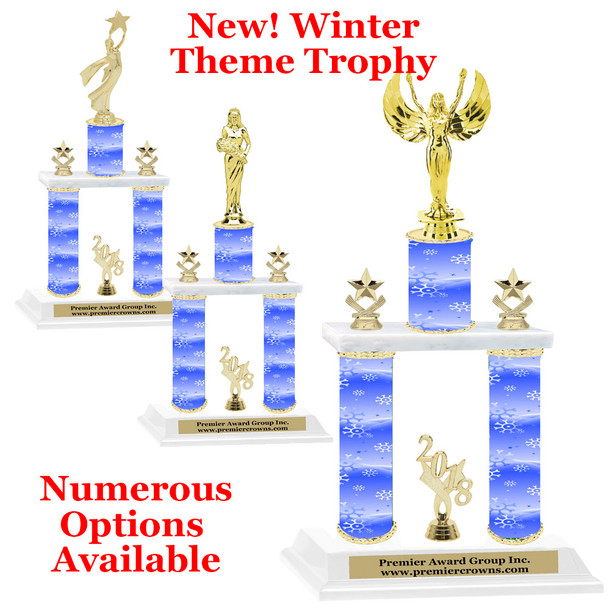 Winter theme  2-Column trophy.  Numerous trophy heights and figures available