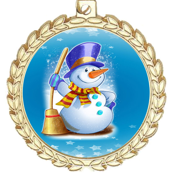 Snowman theme medal..  Includes free engraving and neck ribbon.   (m70