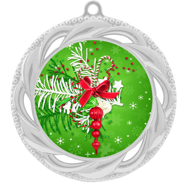 Holiday theme medal..  Includes free engraving and neck ribbon.   decor-938s