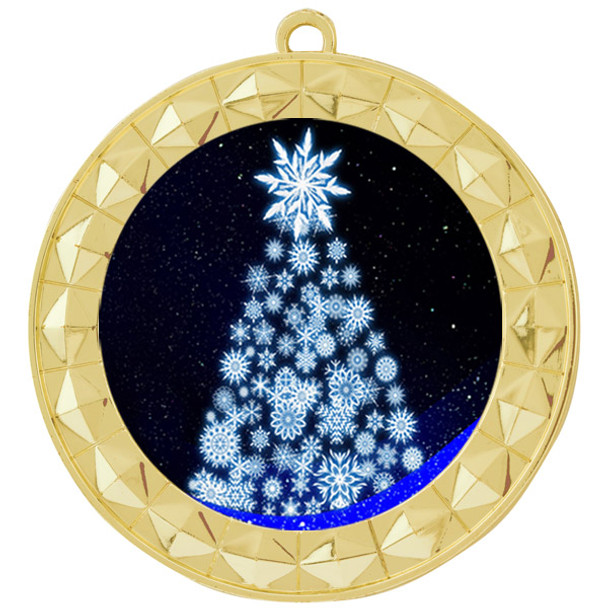 Snowflake Tree  theme medal..  Includes free engraving and neck ribbon.   snowtree-935g