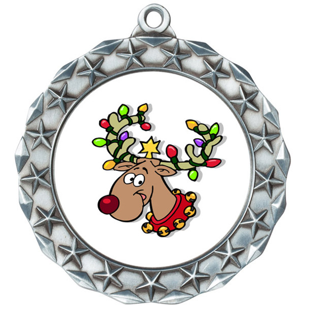 Reindeer  theme medal..  Includes free engraving and neck ribbon.   reindeer md40s