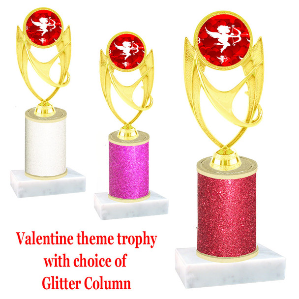  Valentine theme  Glitter Column trophy with choice of glitter color, trophy height and base.  cupid005