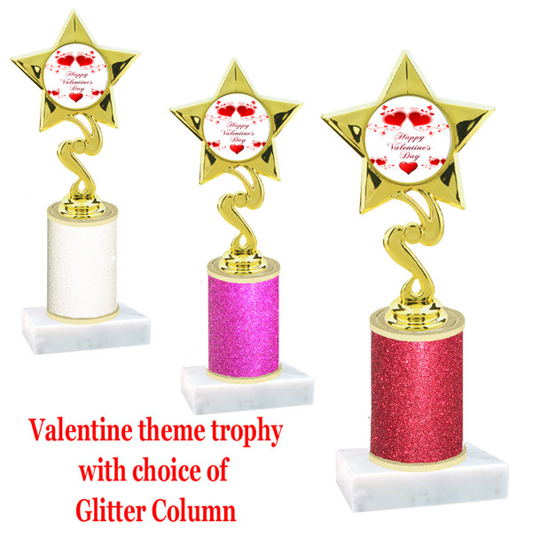 Valentine theme  Glitter Column trophy with choice of glitter color, trophy height and base. Happy Valentine's Day 2 - 001