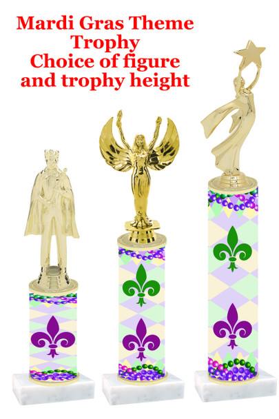 Mardi Gras Theme trophy.  Numerous trophy heights and figures available.  (001