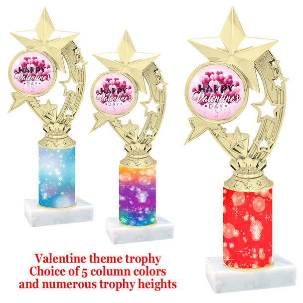 Valentine theme trophy with  Sparkle design  column.  Choice of column color and trophy height. 8- h208