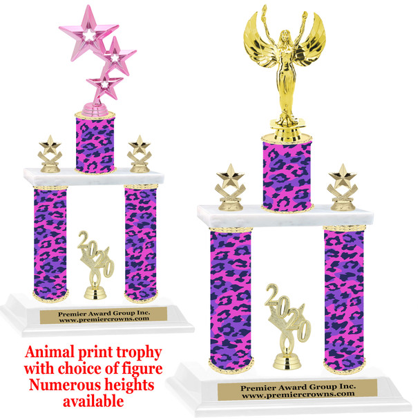 Animal Print 2-Column trophy with choice of trophy height and numerous figures available.  Go "Wild" with your awards!  (002