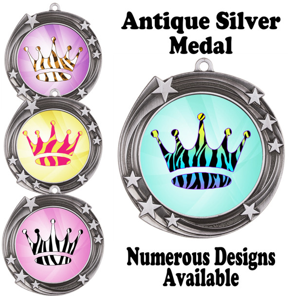 Animal Print Medal.  Antique Silver medal finish.   Includes free engraving and neck ribbon.