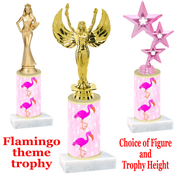 Flamingo  trophy with choice of trophy height and figure (002