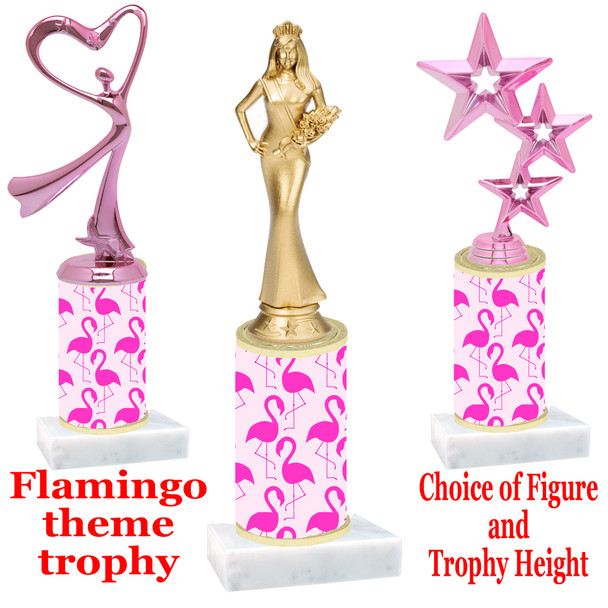 Flamingo  trophy with choice of trophy height and figure (006