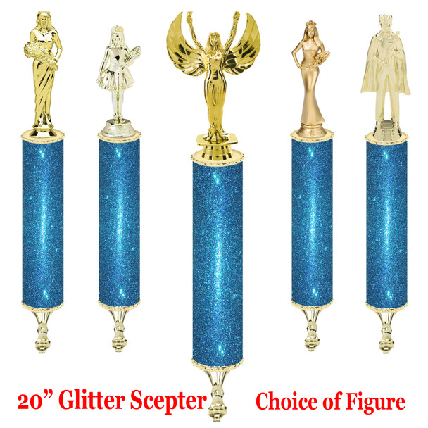 Glitter Scepter!  20" tall with choice of figure.   Aqua Glitter