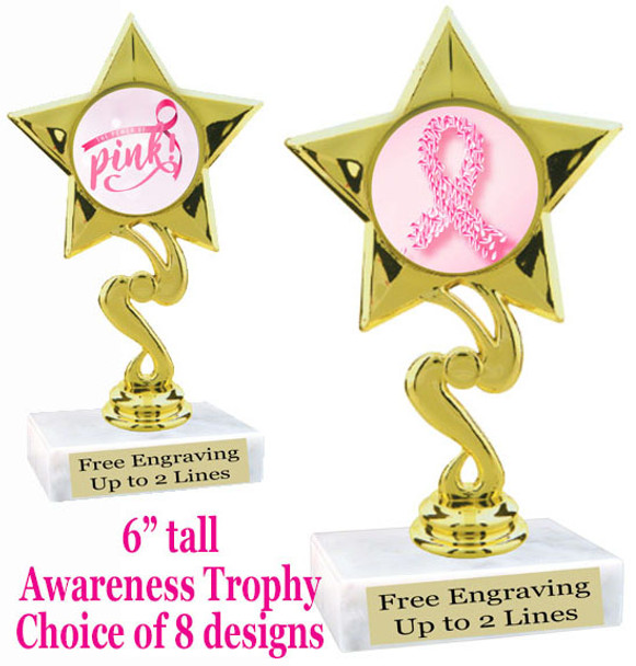 Awareness theme trophy.  6" tall with choice of art work.  80106
