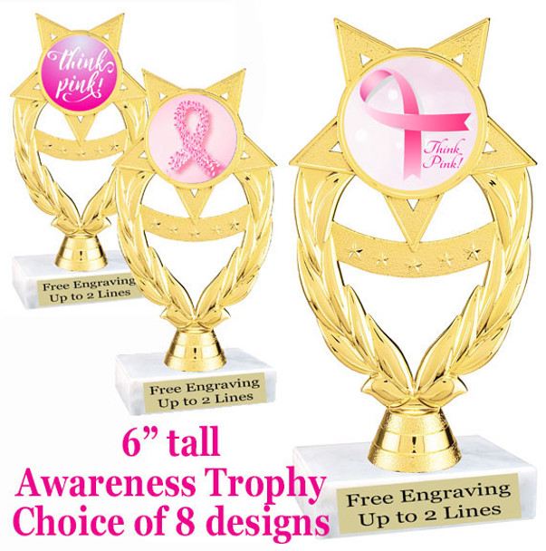 Awareness theme trophy.  6" tall with choice of art work. ph97