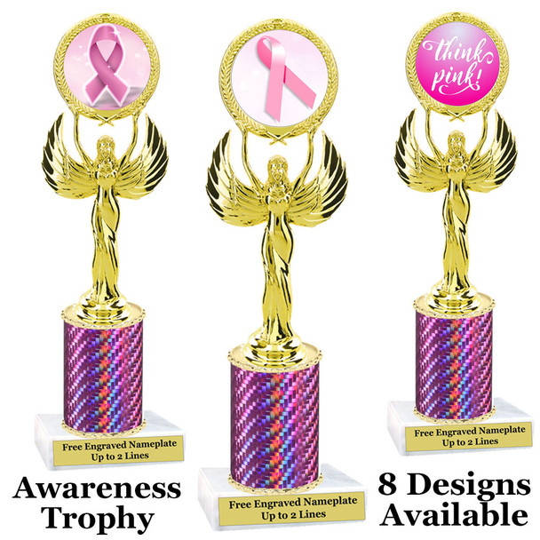 Awareness theme trophy.  Pink Prism column with choice of art work.  Numerous heights available.  80087