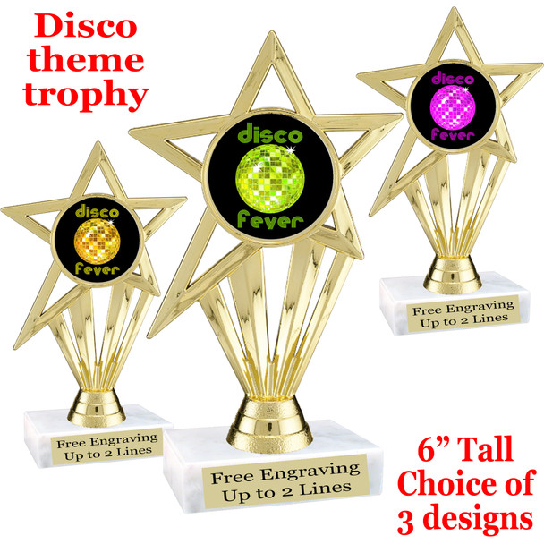 Disco Fever theme trophy with choice of art work.  (ph30