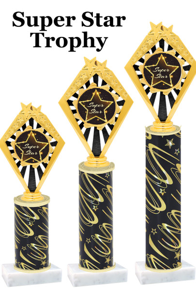 Super Star  trophy with star art work insert.  Available in numerous trophy heights.   Super Star  92656
