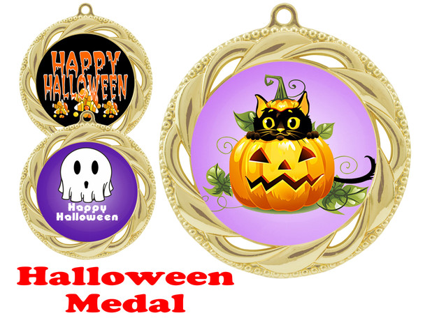 Halloween theme medal.  Choice of art work.  Includes free engraving and neck ribbon - 938G