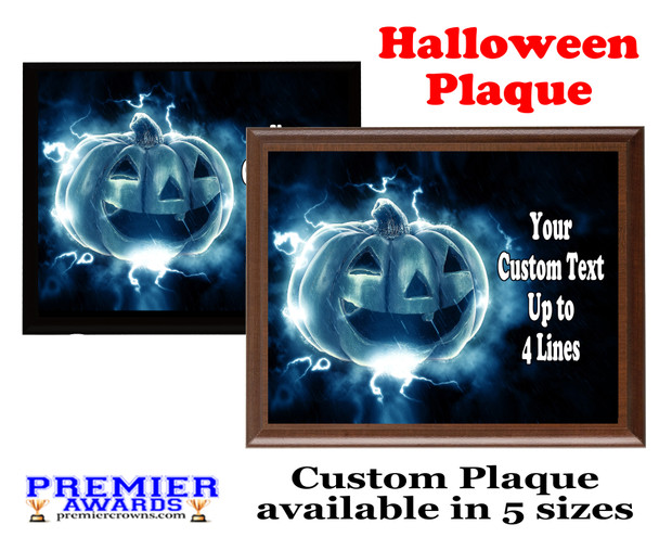 Halloween Custom Full Color Plaque.  Choice of black or brown plaque with full color plate.  5 Plaques sizes available -halloween 003