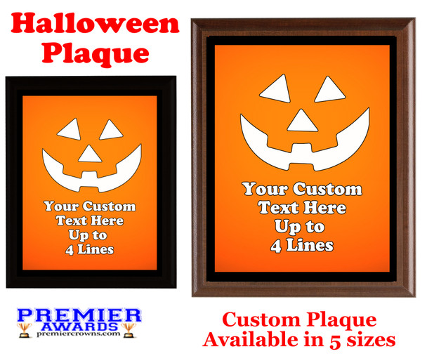 Halloween Custom Full Color Plaque.  Choice of black or brown plaque with full color plate.  5 Plaques sizes available -halloween 008