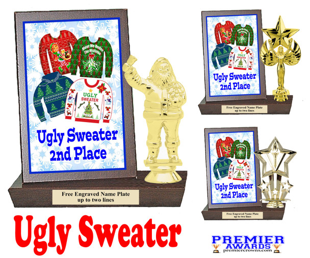 Ugly Sweater Plaque and Trophy.  Perfect for your Holiday parties, events, pageants and more...   2nd Place