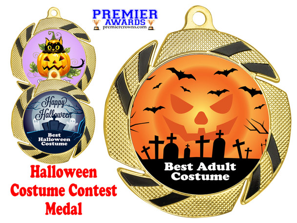 Halloween Costume Contest medal.  Choice of art work.  Includes free engraving and neck ribbon