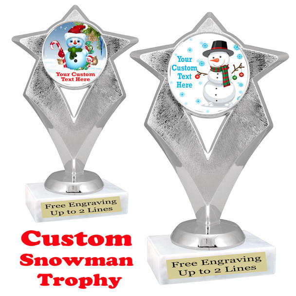 Custom Snowman trophy.  Great trophy for all of your holiday events and pageants. 5086