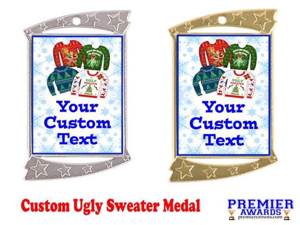 Custom Ugly Sweater Medal.  Great for all of your holiday events and parties. -3