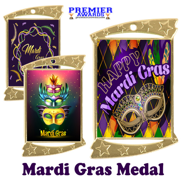 Mardi Gras theme medal.  Great medal for your pageants, contests, competitions and more.  927g