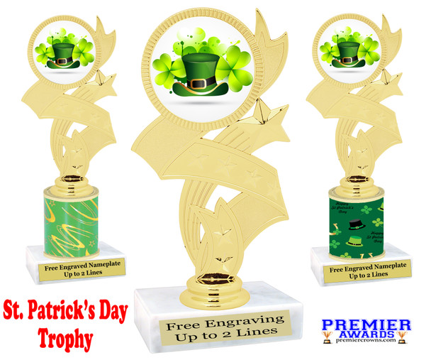 St. Patrick's Day Trophy.   Great award for your pageants, events, competitions, parties and more.  -005