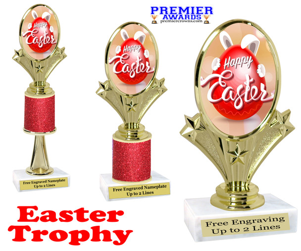 Easter theme trophy.  Festive award for your Easter pageants, contests, competitions and more.  90075-1