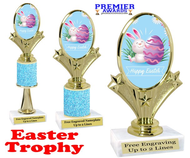 Easter theme trophy.  Festive award for your Easter pageants, contests, competitions and more.  90075-4