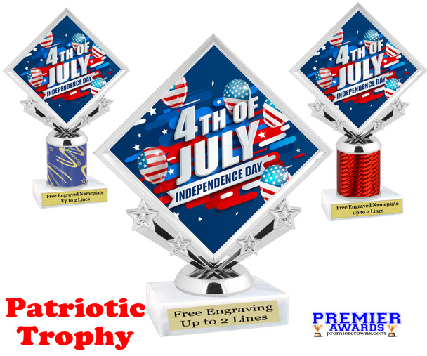 Patriotic theme trophy. Great trophy for all of your patriotic themed events!  (5097-3