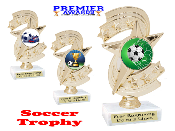  Soccer trophy.  6" Soccer trophy with choice of artwork.
