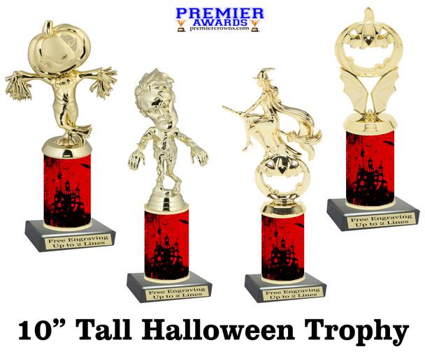 Our Exclusive Halloween trophy. Great trophy for your Halloween events, pageants and more.  10" tall - Sub 3