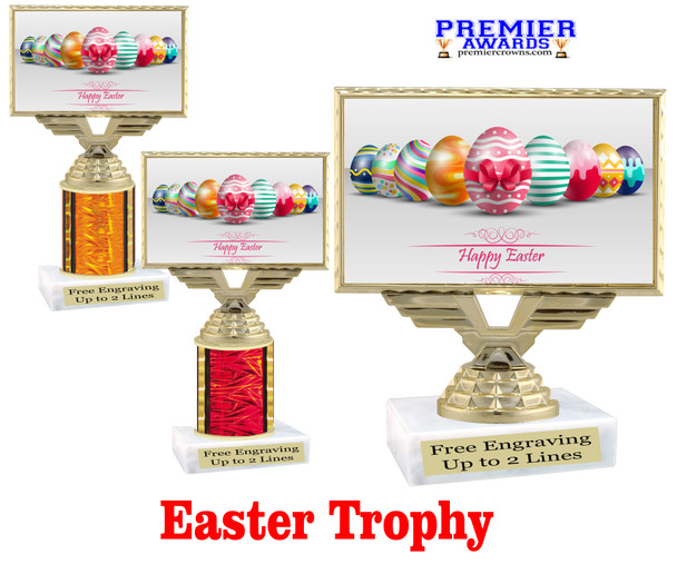 Easter theme trophy.  Great award for your pageants, Easter Egg Hunts, contests, competitions and more.  676-4