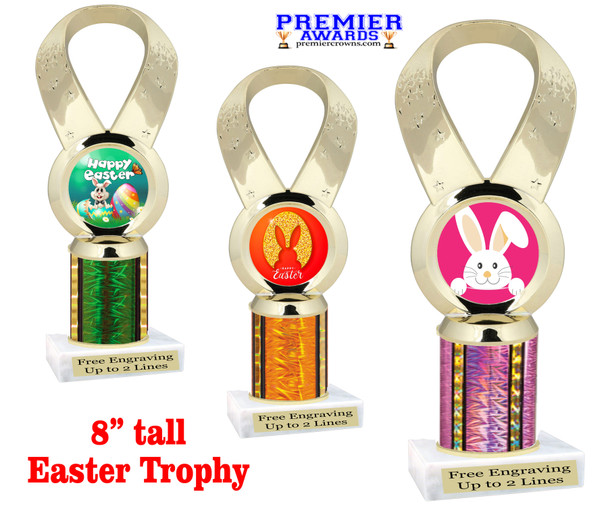 Easter theme trophy.  Festive award for your Easter pageants, contests, competitions and more.  5093g column