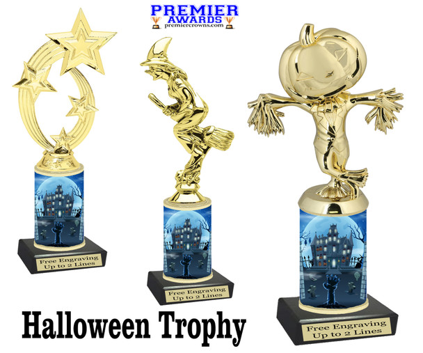 Premier exclusive Halloween trophy.  Choice of trophy height, base and figure.  (sub-hall-101