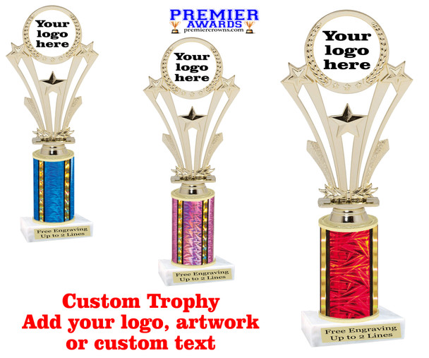 Custom  trophy.  Add your logo or art work for a unique award!  Great for any event or contest.  H-416