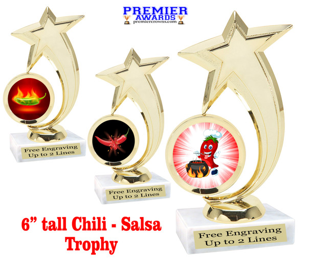 Chili - Salsa themed trophy - great for your salsa contest, chili contests, BBQ competitions and more.  