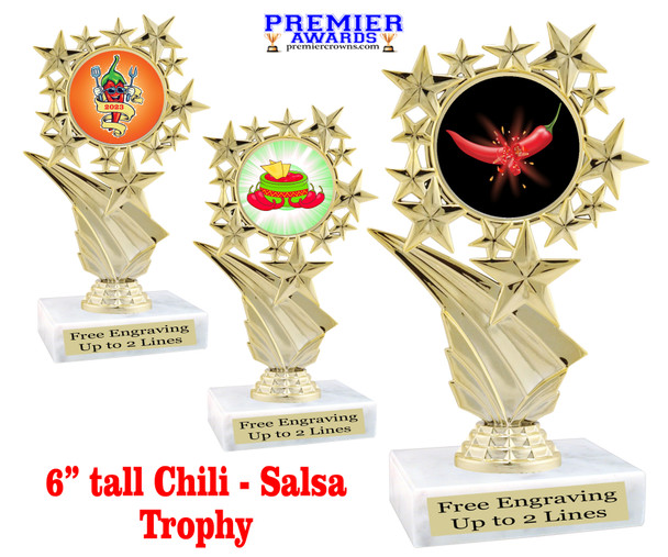 Chili - Salsa themed trophy - great for your salsa contest, chili contests, BBQ competitions and more.   F696