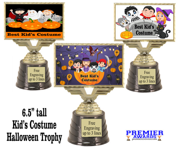 6.5" tall  Best Kid's Halloween Costume trophy.  Choice of art work.  9 designs available.  676