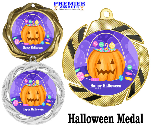 Halloween theme medal.  Choice of medal.  Includes free engraving and neck ribbon - design 3