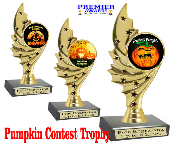 6.5" tall  Halloween  theme trophy.  Great for Pumpkin carving and Decorating contests  ph98