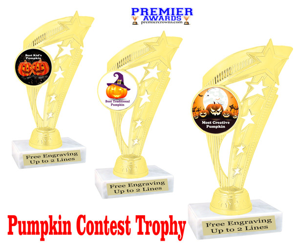 6.5" tall  Halloween  theme trophy.  Great for Pumpkin carving and Decorating contests  ph113