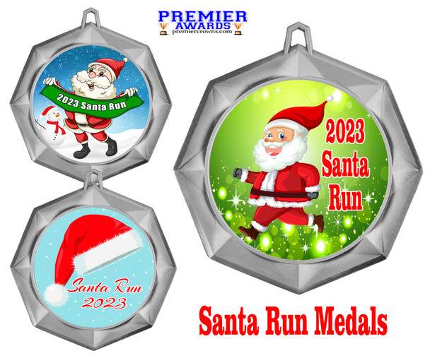 Santa Run Medal  Choice of 9 categories.  Includes free engraving and neck ribbon  (43273s