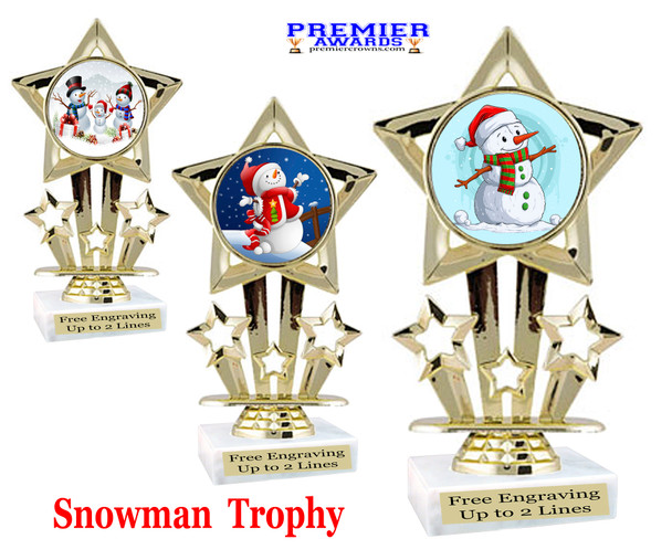Snowman Trophy.   6" tall.  Includes free engraving.   A Premier exclusive design! 767