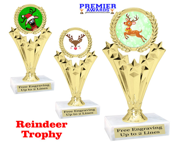 Reindeer Trophy.   6.5" tall.  Includes free engraving.   A Premier exclusive design! h501